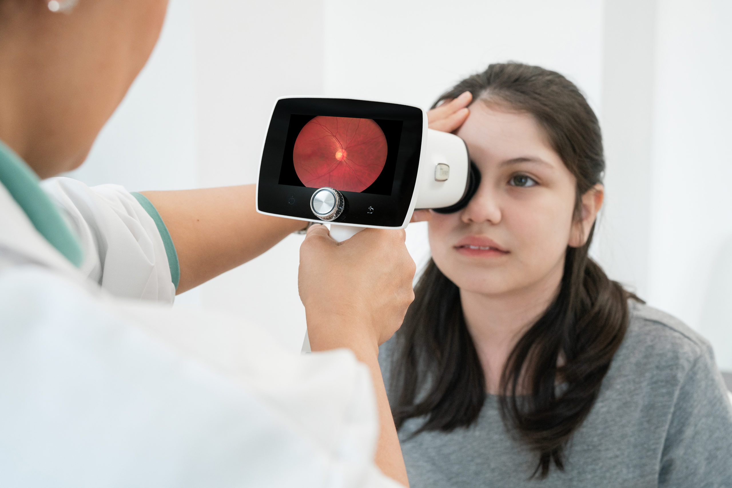 Ocular fundus imaging with a handheld fundus camera.